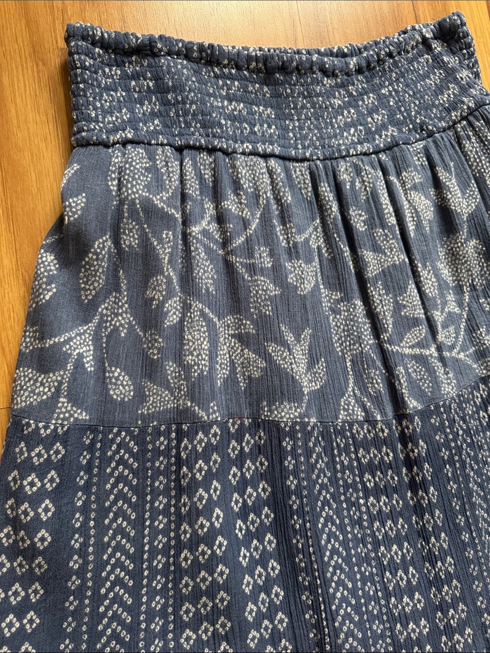 J. Gee Navy and White Boho Tiered Maxi Skirt - Picture 4 of 4